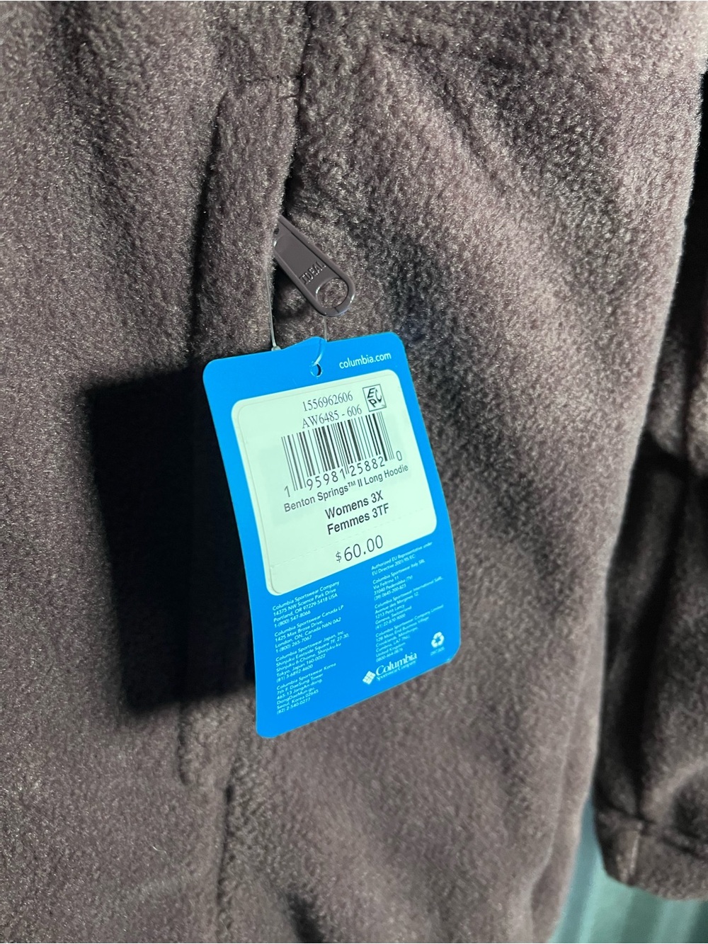 Columbia Hooded Plush Zip Jacket Benton Springs II Long Hoodie Fleece 3x NWT - Picture 3 of 5